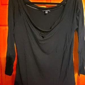 LANE BRYANT off the shoulder cotton long-sleeve shirt in black. Size 14/16.
